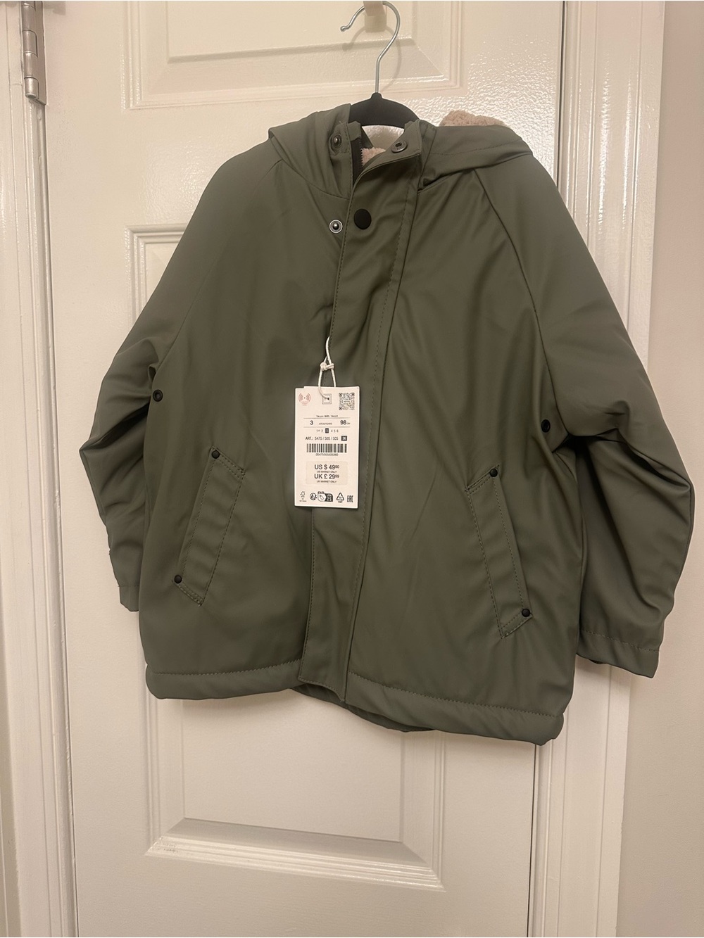 Zara Kids Olive Hooded Puffer Jacket